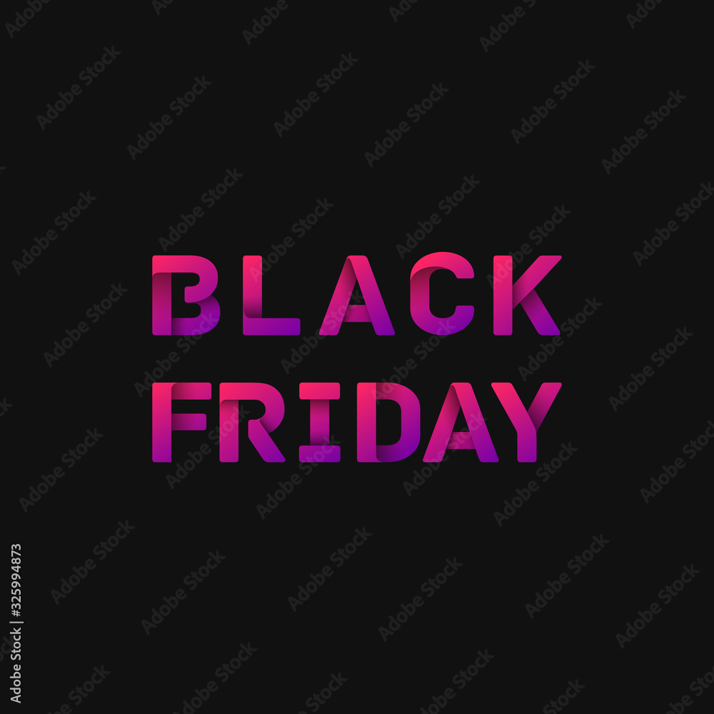 Folded paper word 'BLACK FRIDAY' with dark background, vector illustration