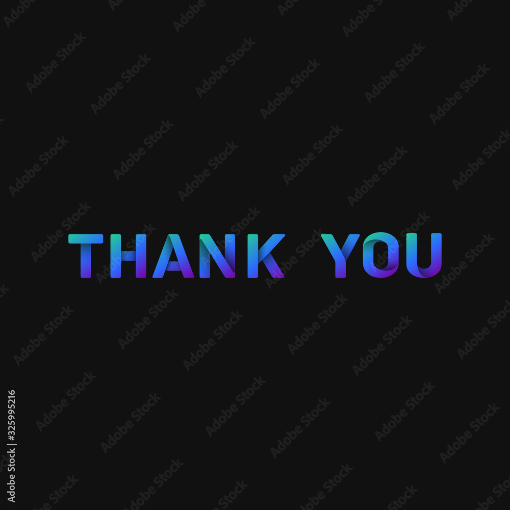Folded paper word 'THANK YOU' with dark background, vector illustration