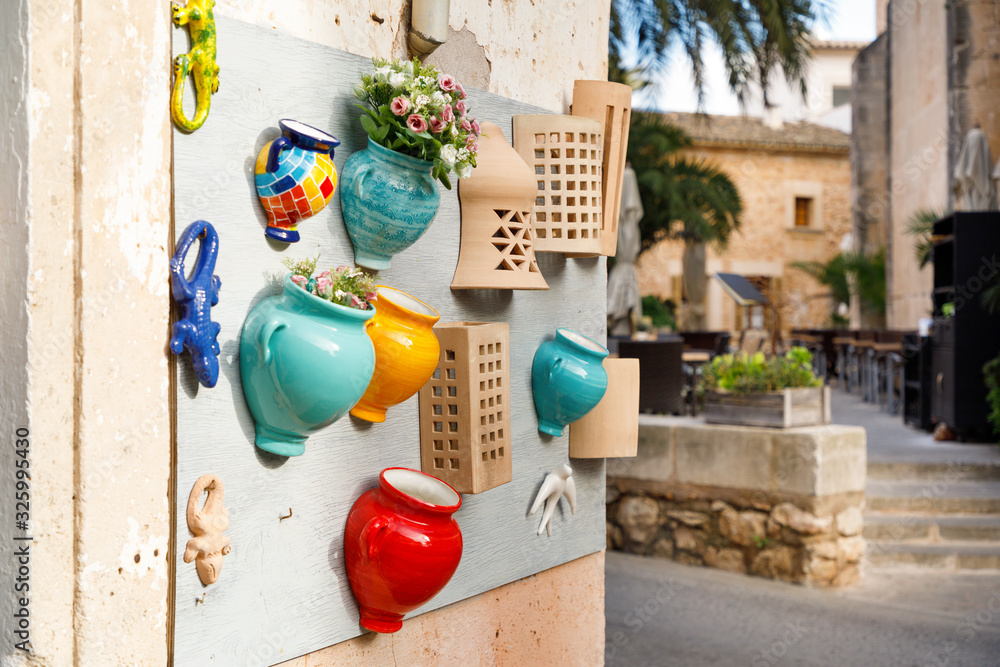 Flower pots on the wall