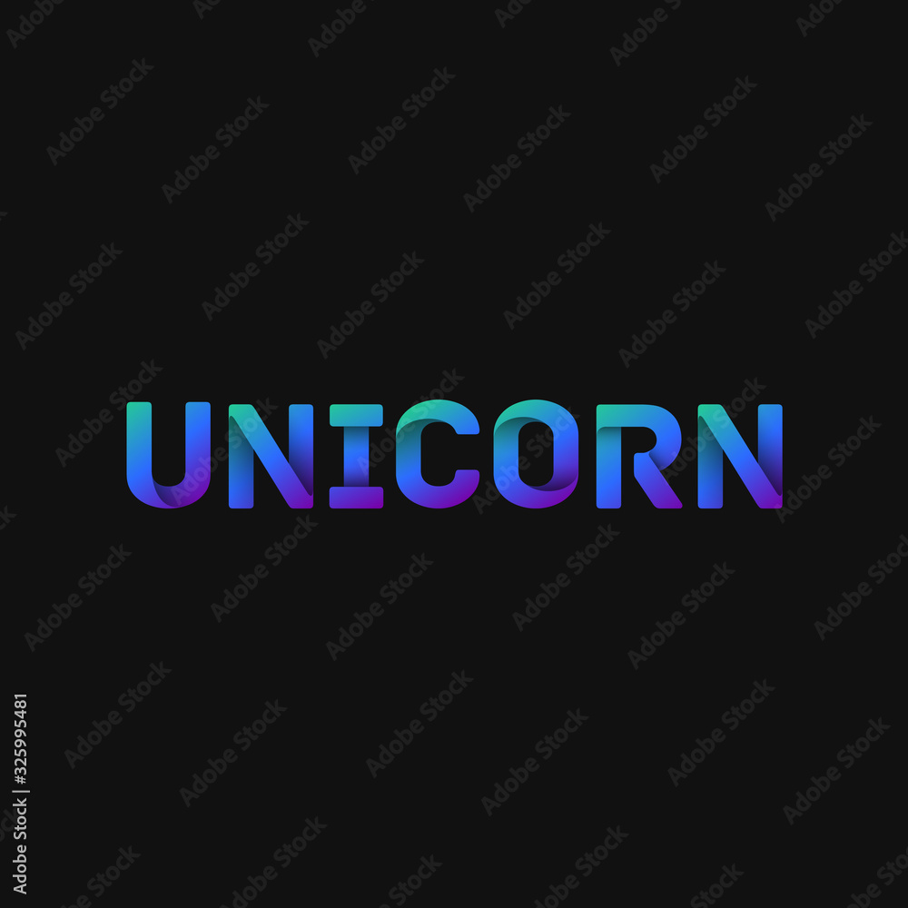 Folded paper word 'UNICORN' with dark background, vector illustration Folded paper word 'UNICORN' with dark background, vector illustration