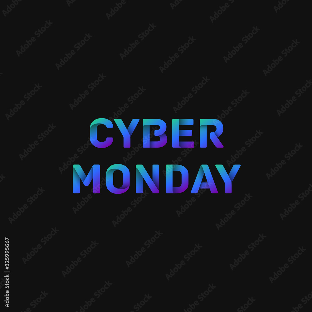 Folded paper word 'CYBER MONDAY' with dark background, vector illustration