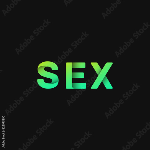 Folded paper word 'SEX' with dark background, vector illustration