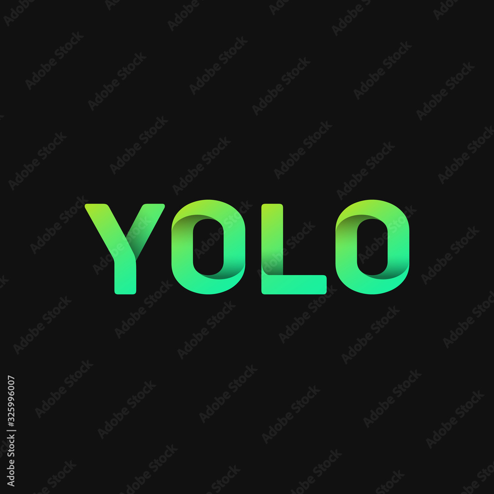 Folded paper word 'YOLO' with dark background, vector illustration Folded paper word 'YOLO' with dark background, vector illustration