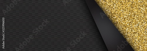 Black abstract banner with glitter