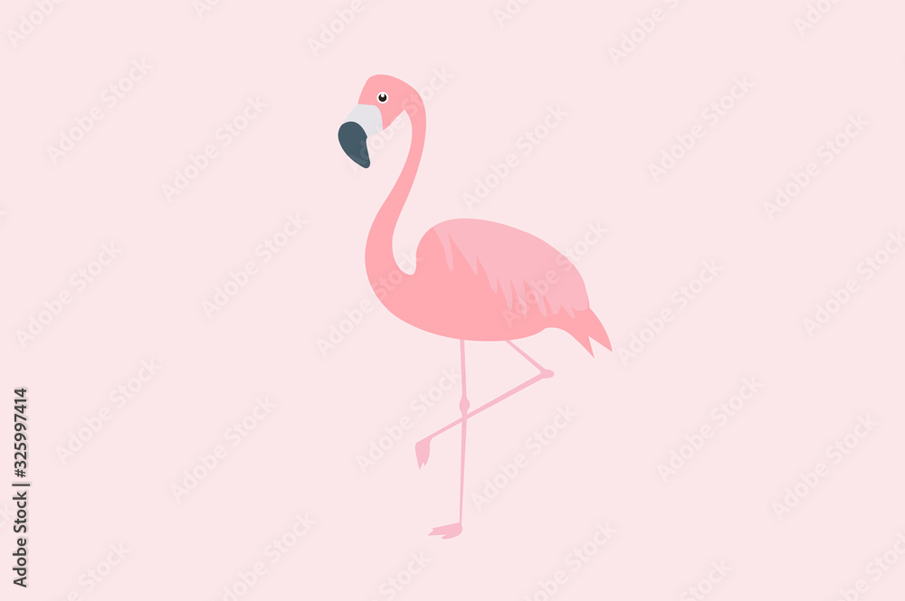 Vector Isolated Illustration of a Pink Flamingo 
