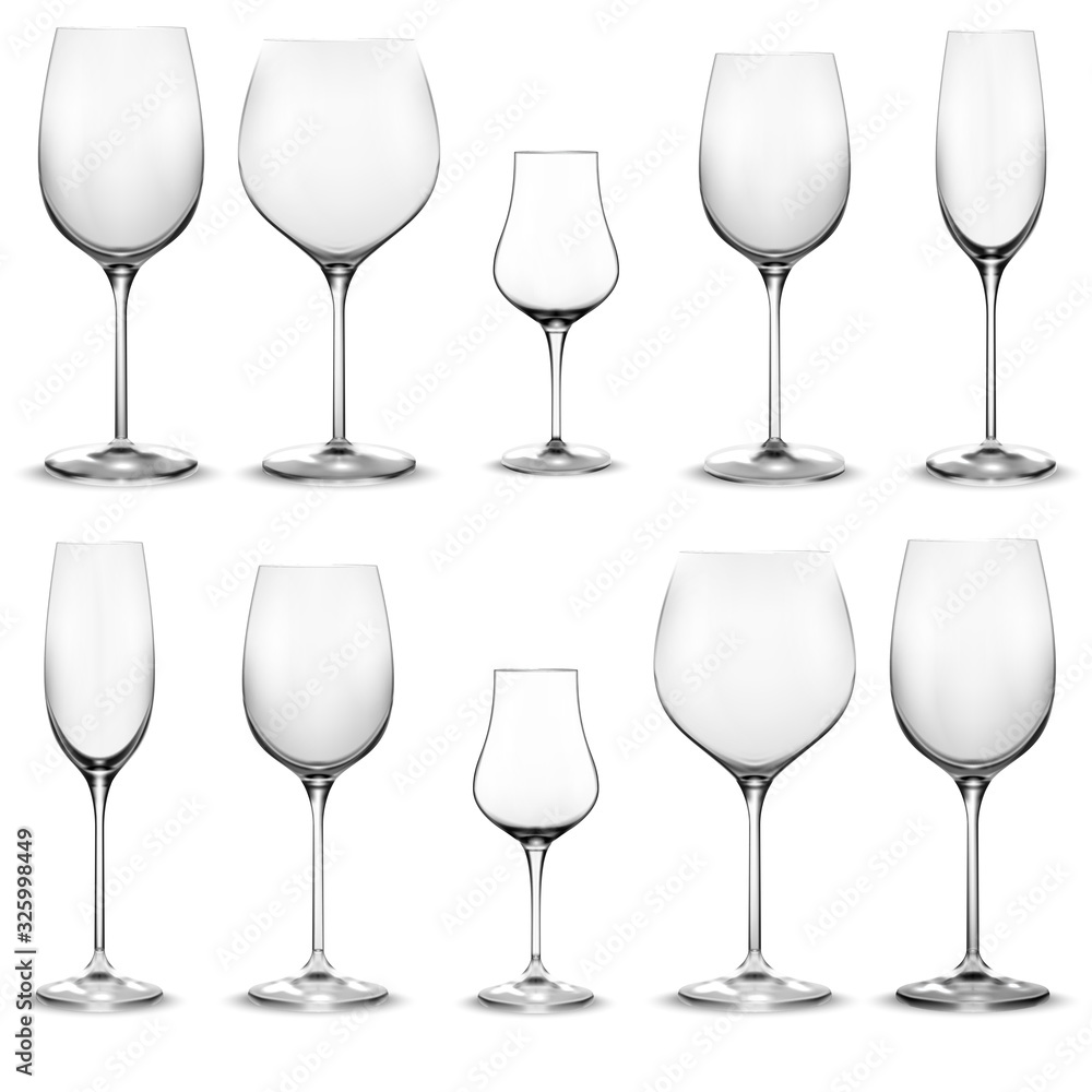 Set of empty wine glasses. Wine glass Set of empty wine glasses. Wine glass