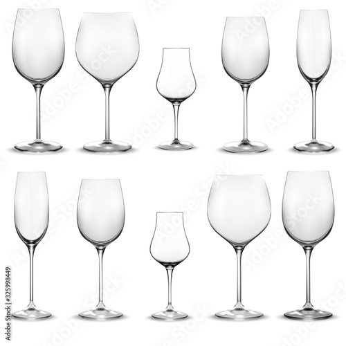 Set of empty wine glasses. Wine glass
