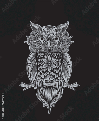 Illustration vector Owl mandala pattern style Perfect for print on demand