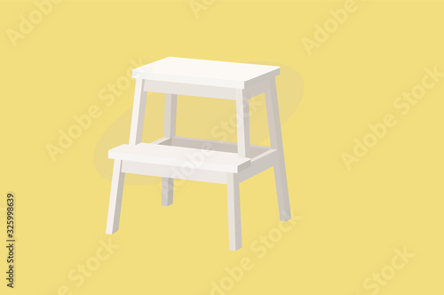 Vector Isolated Illustration of a White Wood Stool