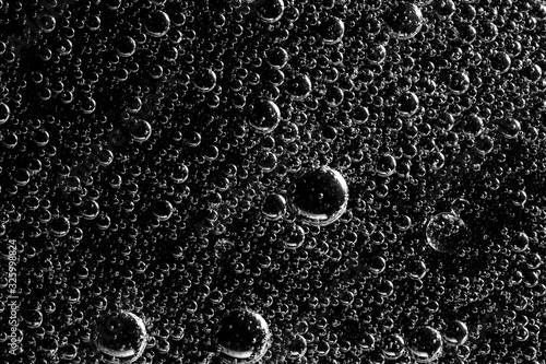Underwater air bubbles in the black-and-white