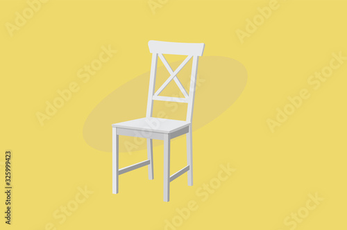 White Wood Chair. Vector Illustration, Isolated