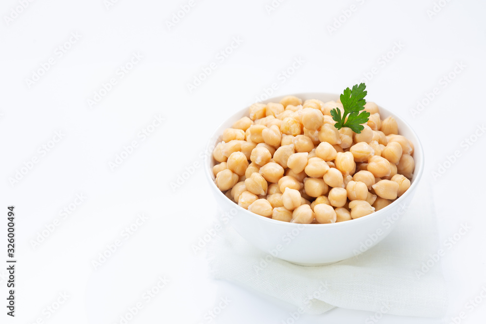 Chickpeas on plate, isolated on white background. Chickpeas on plate, isolated on white background.