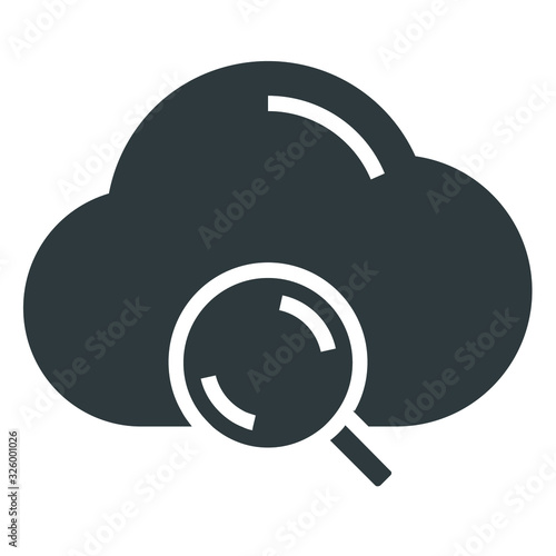 cloud search black icon on white background