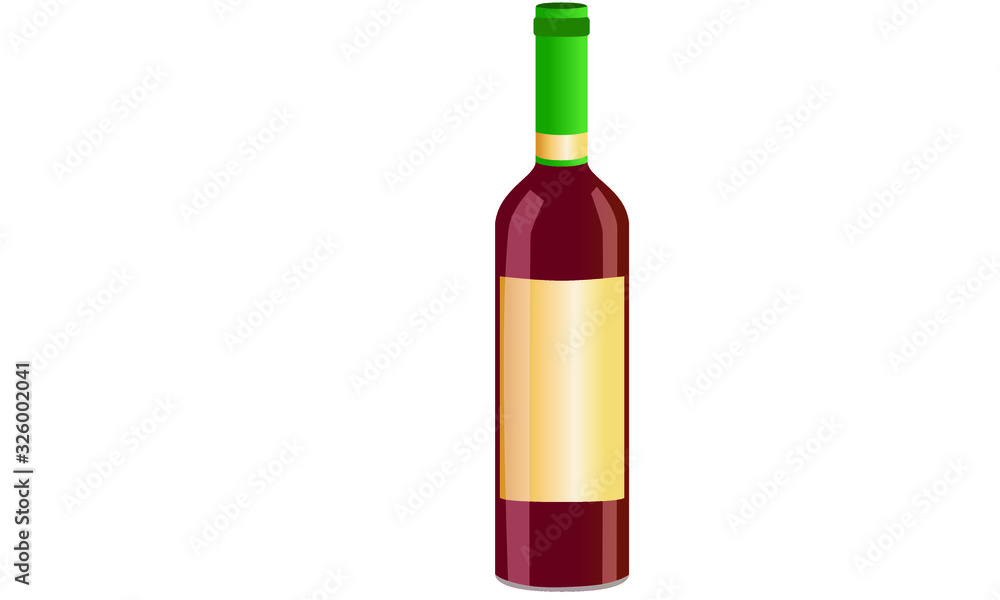 Bottle of red wine with label Bottle of red wine with label
