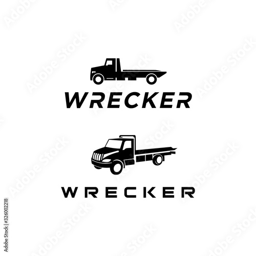 wrecker truck transportation logo design vector illustration