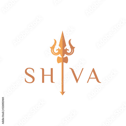 simple modern shiva design with trident  logo vector idea