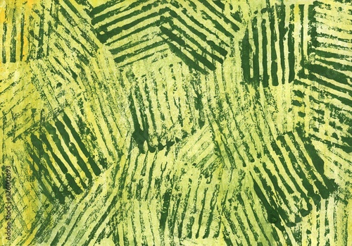 Abstract green striped art. Painting background. Abstract texture