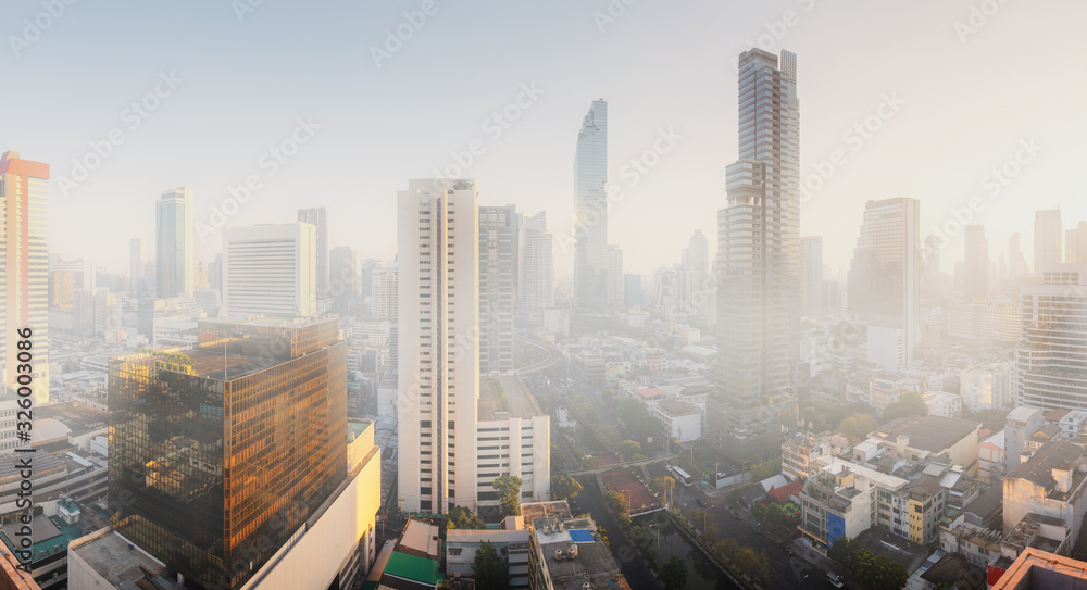 Naklejka premium pm 2.5 skyline bangkok thailand
