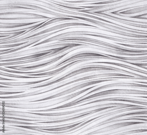 Pencil drawing black and white wavy lines seamless pattern. Artistic Wavy background. Hand drawn Textured Monochrome template for desing, ceramics tile.