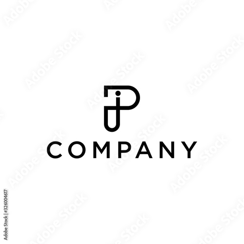 simple pi logo,ip letter vector design illustration