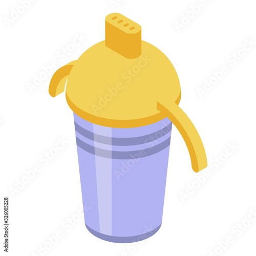 Baby sippy cup icon. Isometric of baby sippy cup vector icon for web design isolated on white background