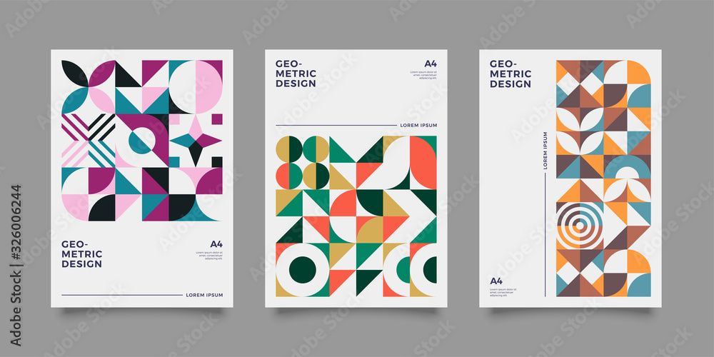 Retro bauhaus geometric covers design. Swiss modernism. Eps10 vector