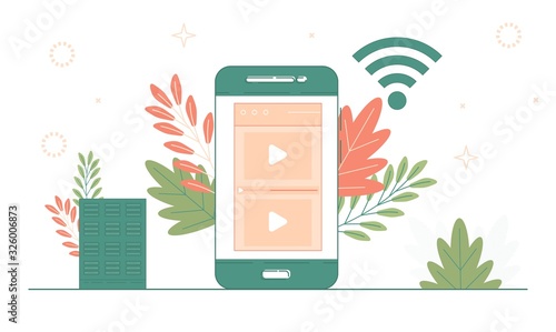 Social media and Cloud computing concept Wifi hotspot from phone