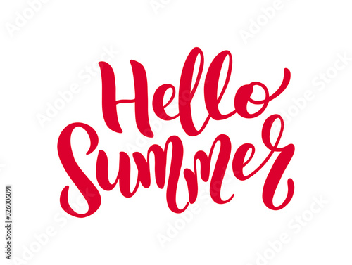 Hello summer - vector logo text. Typography for poster with hand drawn summer lettering