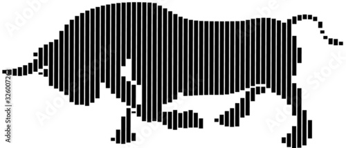 Vector of a bull in line art, design on white background. Wild Animals. Isolated illustration.