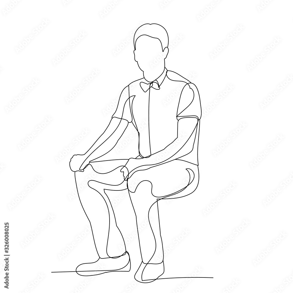 continuous line drawing man, guy sits continuous line drawing man, guy sits