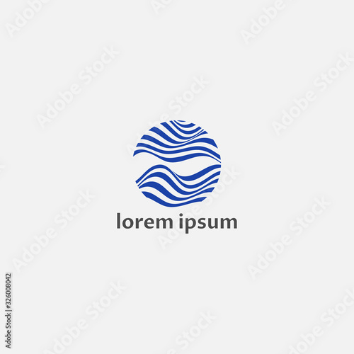 ILLUSTRTION ABSTRACT CIRCLE WAVE, WAVY LINE GRADIENT BLUE LOGO ICON TEMPLATE SIMPLE DESIGN VECTOR