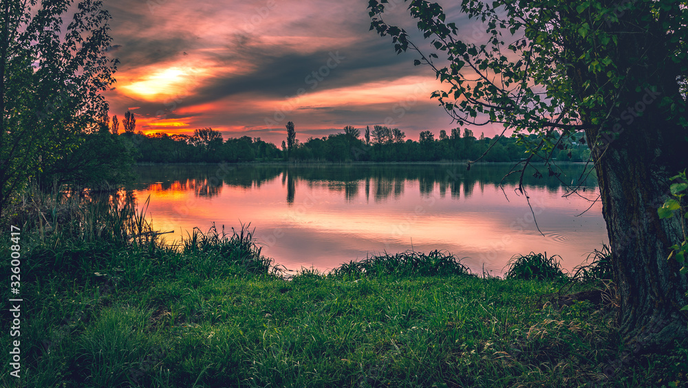 Sunrise on river