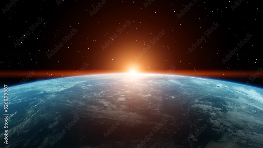 Planet earth, sunrise, stars, close up Planet earth, sunrise, stars, close up