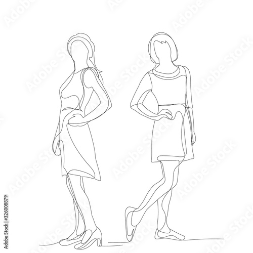  continuous line drawing of a girl standing