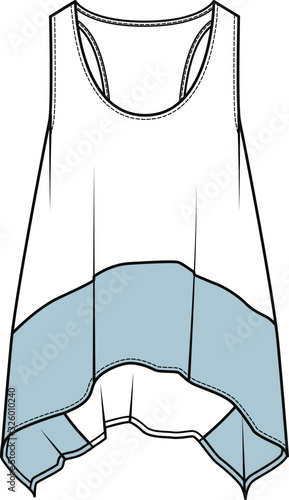 Strappy TOP, Fashion Flat Sketch Template