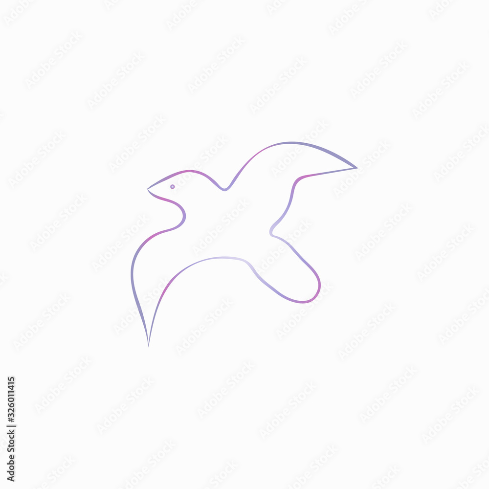 Contour drawing of a seagull. Doodle element. Vector illustration.