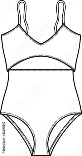 swimsuit, design templates, fashion flat drawing