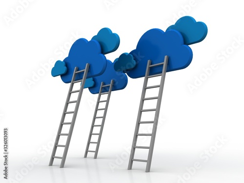 3d rendering Clouds and ladder photo