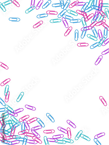 Stationary paperclips isolated on white background