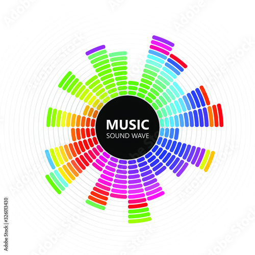 radial colour music equaliser isolated on white background. vector illustration