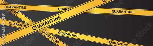 epidemic MERS-CoV quarantine caution on yellow warning tape coronavirus infection wuhan 2019-nCoV pandemic health risk concept horizontal vector illustration