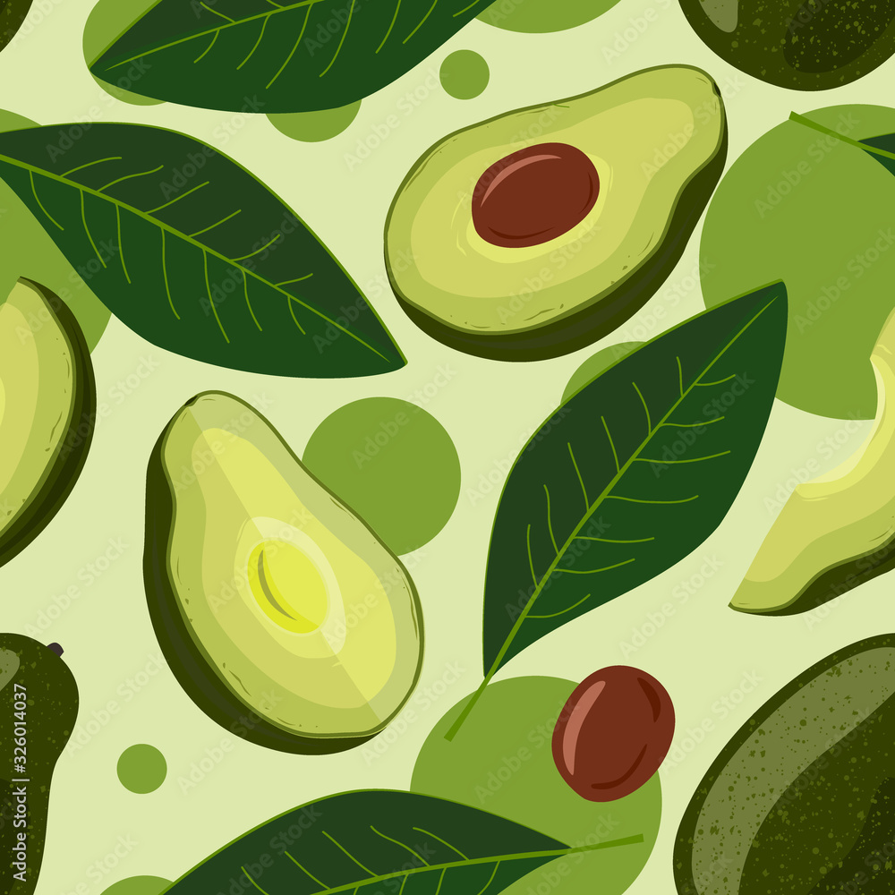 Avocado seamless pattern. Vector illustration of fruit avocado Avocado seamless pattern. Vector illustration of fruit avocado