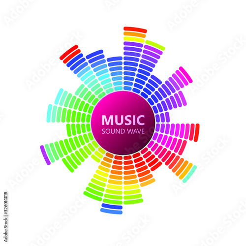 radial colour music equaliser isolated on white background, vector illustration