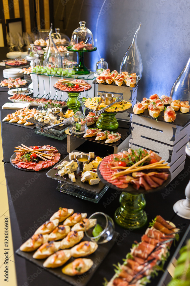 Buffet table for celebration with different dishes
