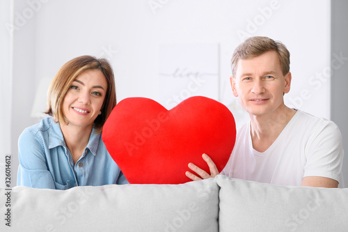 Beautiful couple with red h...