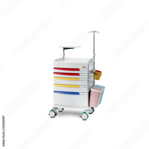 Mobile medical nightstand (bedside table), isolated on white background. Medical Equipment   
