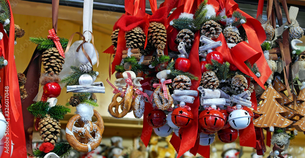 Christmas decorations for sale in German Christmas Market