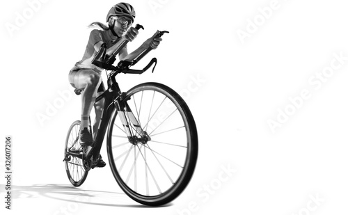Fototapeta Naklejka Na Ścianę i Meble -  Sport. Athlete cyclists in silhouettes on white background. Isolated.