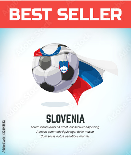 Slovenia football or soccer ball. Football national team. Vector illustration