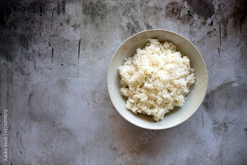 A Bowl of White Rice on a C...